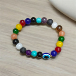 7 Chakra with Mix Agate Evil Eye Bracelet – 8mm – For Unisex Wear - Malawala