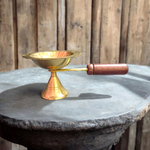 Brass Dhoop Dani With Wooden Handle Malawala