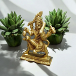 Brass Kal Bhairav Idol | Bhairav Baba Murti Gold (4 Inch) | Malawala