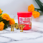 Brass Krishna Tilak stamp with wooden handle designed for precise forehead application during Hindu rituals and worship ceremonies