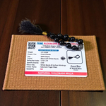 Close-up of MALAWALA Natural Black Sulemani Finger Mala with 9+1 polished 8mm beads, ideal for meditation, chanting, and daily wear