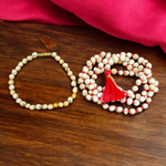 Combo of White Gunja Mala & White Gunja Bracelet | Lab Certified | Malawala