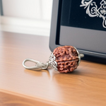 Combo pendant with lab certified 6 Mukhi and 4 Mukhi Rudraksha beads in metal caps, designed for wisdom, strength, and communication