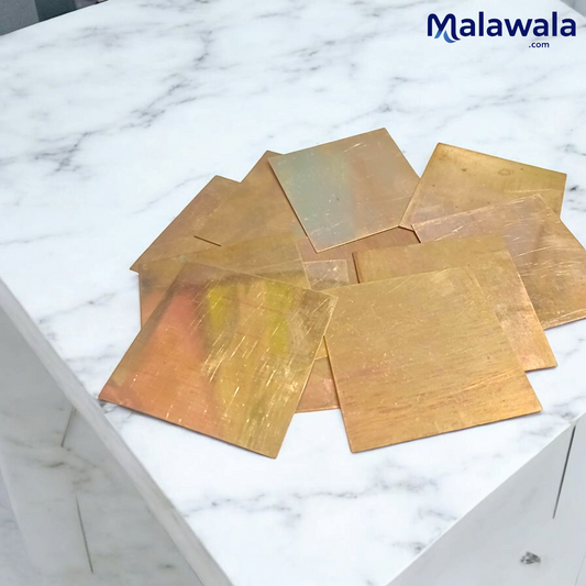 Copper Square Piece | Set of 11 | Copper Patra | For Pooja and Rituals – Malawala