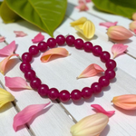 Elegant Pink Onyx Bracelet with 8mm round beads, stretchable design, lab certified crystal for emotional healing