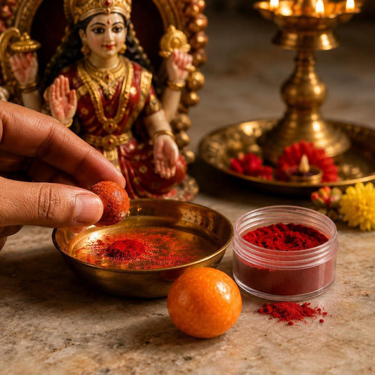 Gaulochan Ball and Kamakhya Sindoor Powder Combo for Traditional Tilak, Puja and Ritual Use by Malawala