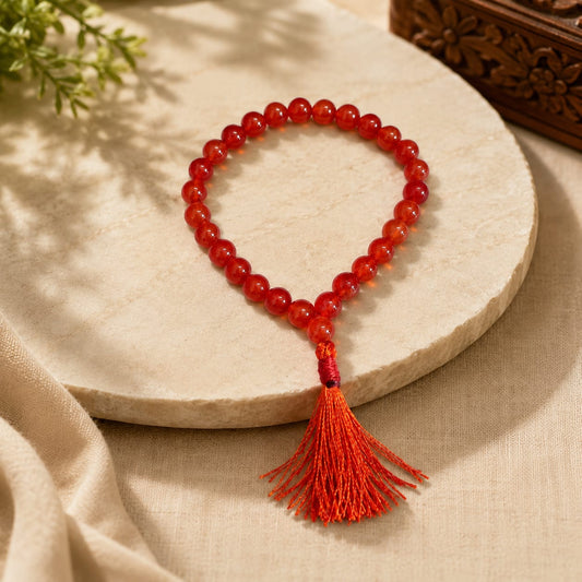 Gomed Mala Hessonite 8MM 27+1 Beads Lab Certified Malawala
