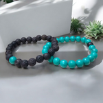 Grounded Hearts Bracelet Set – 8MM Beads, Lab Certified Lava & Turquoise | Malawala