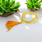 Handcrafted Citrine Crystal Wrist Mala with 27+1 Beads (8mm) – Lab Certified, Used for Meditation, Chanting, and Spiritual Practice
