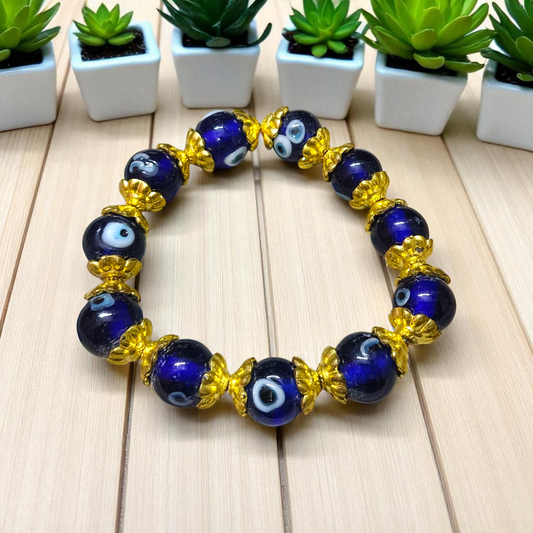 Handcrafted Nazar Suraksha Bracelet with blue evil eye charm on adjustable band – MALAWALA