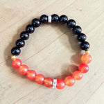 Hessonite & Black Agate Bracelet – Stretchable, Lab Certified, Spiritual Energy