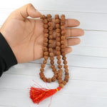 Image of 4 Mukhi Rudraksha Mala from Malawala, showcasing natural beads in 27+1 and 108+1 variants with certification