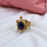 Kachua Black Hakik Ring | Adjustable Kachua Ring for Men and Women | Black Agate Gemstone Ring in Ashtdhatu - Malawala