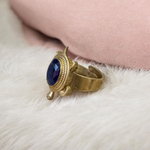 Kachua Black Hakik Ring | Adjustable Kachua Ring for Men and Women | Black Agate Gemstone Ring in Ashtdhatu - Malawala