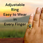 Kachua Black Hakik Ring | Adjustable Kachua Ring for Men and Women | Black Agate Gemstone Ring in Ashtdhatu - Malawala