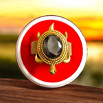 Kachua Black Hakik Ring | Adjustable Kachua Ring for Men and Women | Black Agate Gemstone Ring in Ashtdhatu - Malawala