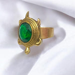 Kachua Panna Ring | Adjustable Kachua Ring for Men and Women | Panna Gemstone Ring in Ashtdhatu - Malawala