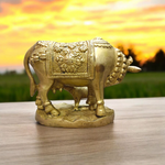 Kamdhenu Cow With Her Child Brass Murti | For Worship | Malawala |