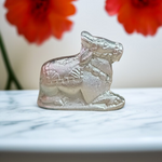 Lab-certified Natural Parad Nandi idol handcrafted in pure mercury, resting posture, spiritual décor for temples