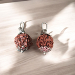 Lab certified Rudraksha pendant featuring 4 Mukhi and 6 Mukhi beads set in metal caps, designed for wisdom, focus, and inner strength