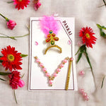 Laddu Gopal Shringaar Set | Mukut, Bangle, Mala, Earrings, Bansuri, Bindi | Malawala