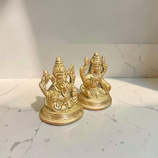 Lakshmi Ganesh Brass Murti for wealth prosperity success home temple decor brass idol for puja vastu spiritual gift
