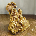 Lakshmi Narayan Brass Idol on Shesha Naag, Lord Vishnu Lakshmi Brass Murti for Home Temple Puja, Spiritual Decor and Divine Blessings