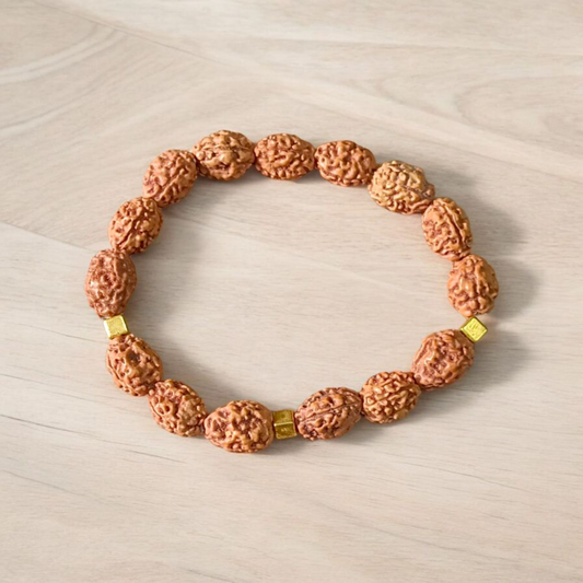 Natural 3 Mukhi Rudraksha Bracelet with 11mm Beads – Stretchable and Lab Certified Spiritual Accessory
