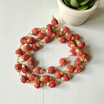 Natural 5 Face Rudraksha Mala with 37+1 golden-capped 9mm beads, handcrafted and lab-certified for meditation and daily wear