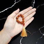 Natural 5 Mukhi Rudraksha Finger Mala with 9+1 handcrafted 8mm beads, ideal for meditation, chanting, puja, and daily spiritual healing