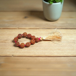 Natural 5 Mukhi Rudraksha Finger Mala with 9+1 handcrafted 8mm beads, ideal for meditation, chanting, puja, and daily spiritual healing