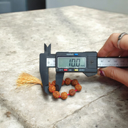 Natural 5 Mukhi Rudraksha Finger Mala with 9+1 handcrafted 8mm beads, ideal for meditation, chanting, puja, and daily spiritual healing