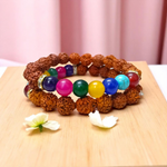 Natural 7 Chakra & Rudraksha Bracelet Combo – Lab Certified 8MM Beads | Malawala
