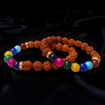 Natural 7 Chakra & Rudraksha Bracelet Combo – Lab Certified 8MM Beads | Malawala