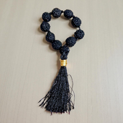 Natural Black Rudraksha Mala 9+1 Beads | 5 Mukhi Mala by MALAWALA