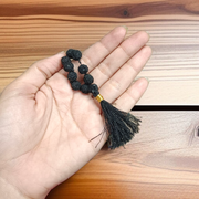 Natural Black Rudraksha Mala 9+1 Beads | 5 Mukhi Mala by MALAWALA