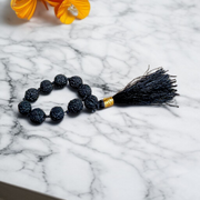 Natural Black Rudraksha Mala 9+1 Beads | 5 Mukhi Mala by MALAWALA