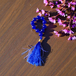 Natural Blue Agate Finger Mala 9+1 Beads, Neela Hakik 8mm Beads, Lab Certified