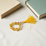 Natural Citrine (Sunhela) Finger Mala with 9+1 lab-certified golden beads, handcrafted for meditation, japa, and spiritual healing by MALAWALA