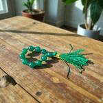 Natural Green Agate Finger Mala 9+1 Beads, Hara Hakik 8mm Beads, Lab Certified