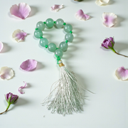 Natural Green Aventurine Finger Mala 9+1 beads (8mm) handcrafted Margaj Japa Mala for meditation, chakra healing, and mantra chanting by MALAWALA