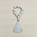 Natural Howlite Finger Mala with 9+1 smooth white beads with grey veining, handcrafted for meditation and focus