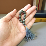 Natural Pyrite Finger Mala with 9+1 lab-certified golden beads, handcrafted for meditation and chanting by MALAWALA