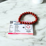 Natural Red Jasper Bracelet with 8mm beads, stretchable, lab-certified, ideal for meditation, healing, and protection