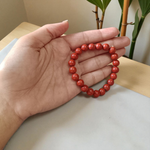 Natural Red Jasper Bracelet with 8mm beads, stretchable, lab-certified, ideal for meditation, healing, and protection