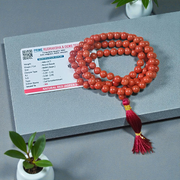 Natural Red Jasper Mala 108+1 beads & 27+1 beads with 8mm bead size, lab-certified, ideal for meditation, Japa, and Reiki healing