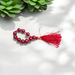 Natural Red Sandalwood (Lal Chandan) Finger Mala with 9+1 lab-certified fragrant red beads, handcrafted for meditation, mantra chanting, and deeper focus by MALAWALA