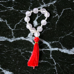 Natural Rock Crystal (Sphatik) Finger Mala with 9+1 transparent beads of 7–8mm, ideal for meditation, chanting, and healing for men and women