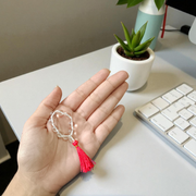 Natural Rock Crystal (Sphatik) Finger Mala with 9+1 transparent beads of 7–8mm, ideal for meditation, chanting, and healing for men and women
