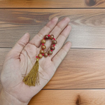 Natural Sandalwood (Chandan) Finger Mala with 9+1 lab-certified aromatic beads, handcrafted for meditation, mantra chanting, and spiritual growth by MALAWALA